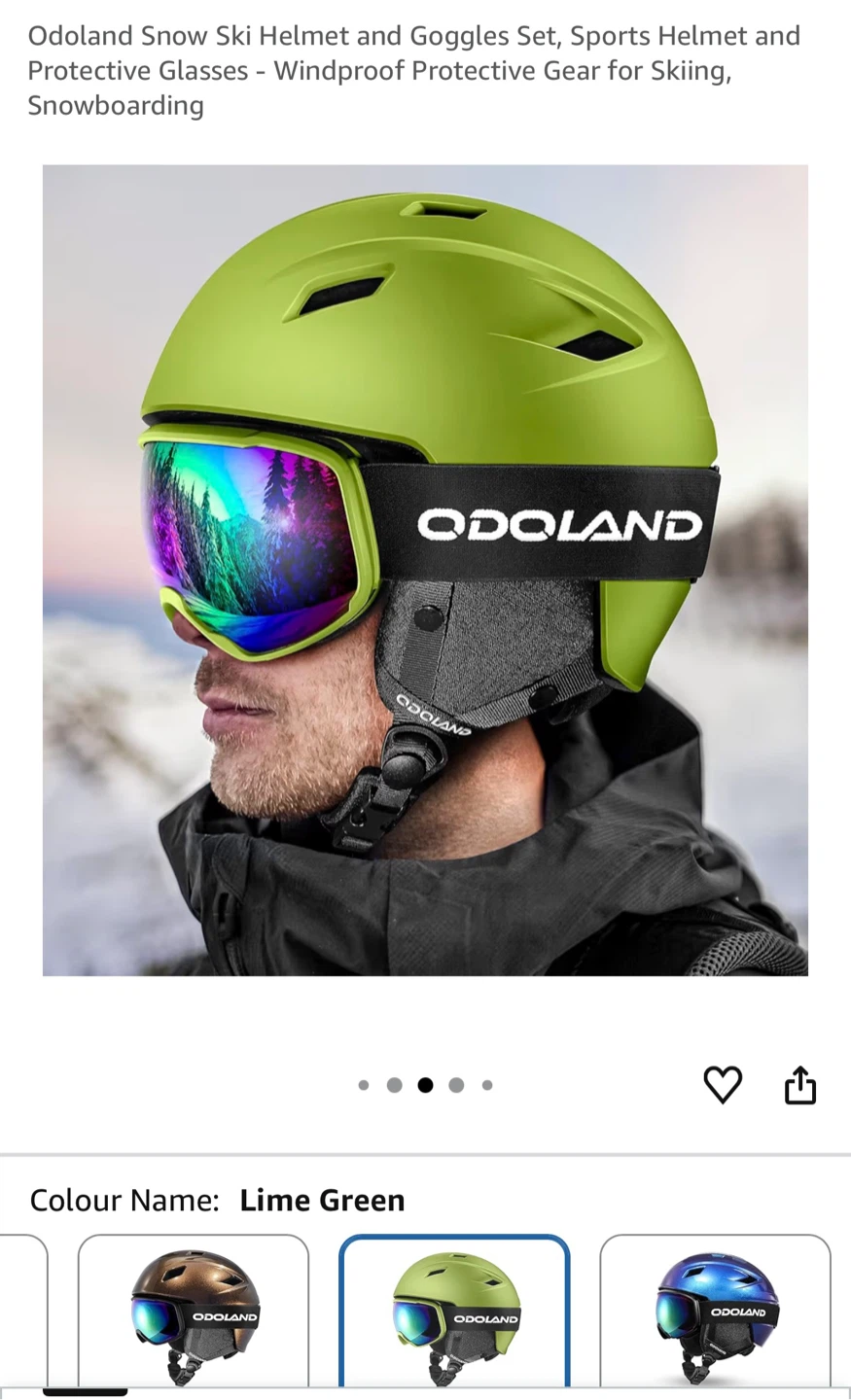 Odoland Snow Ski Helmet and Goggles Set - Lime Green - photo 2