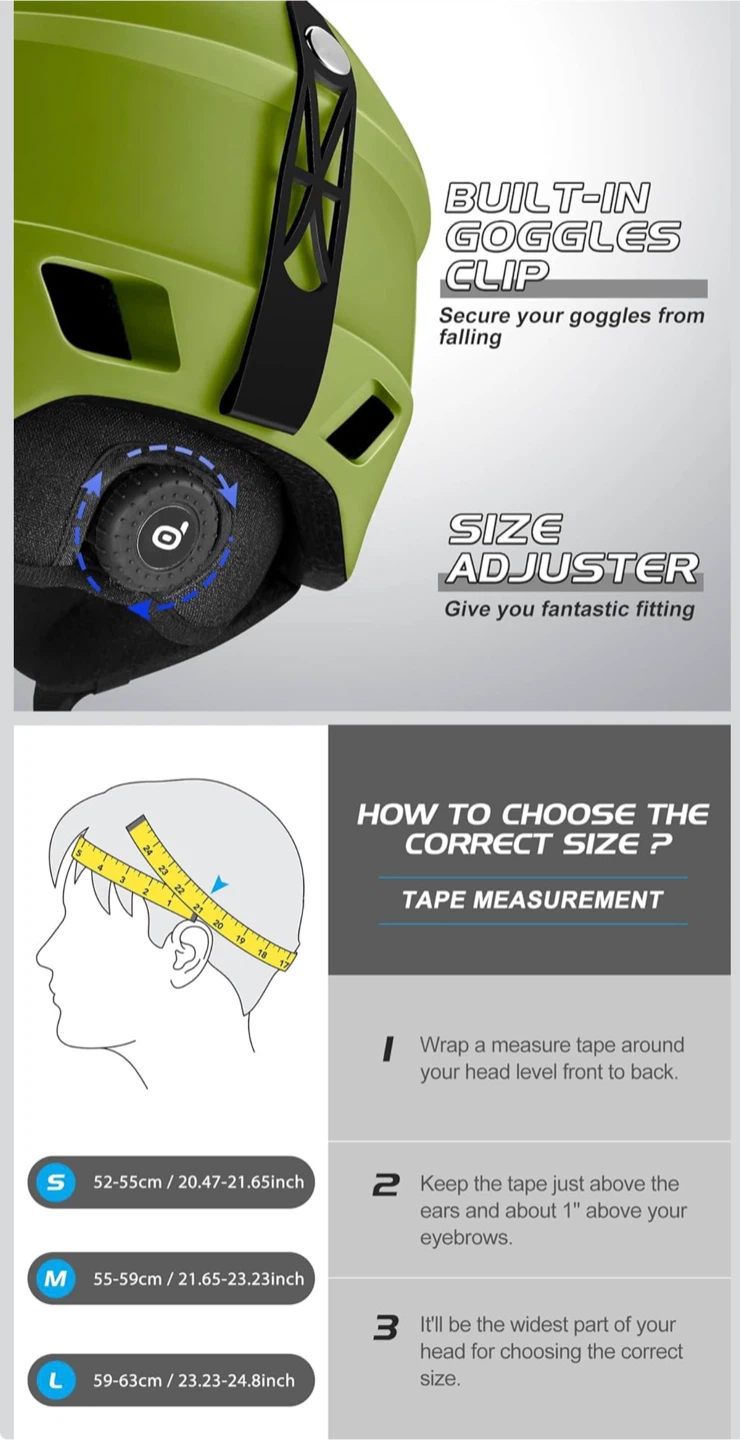 Odoland Snow Ski Helmet and Goggles Set - Lime Green - photo 4