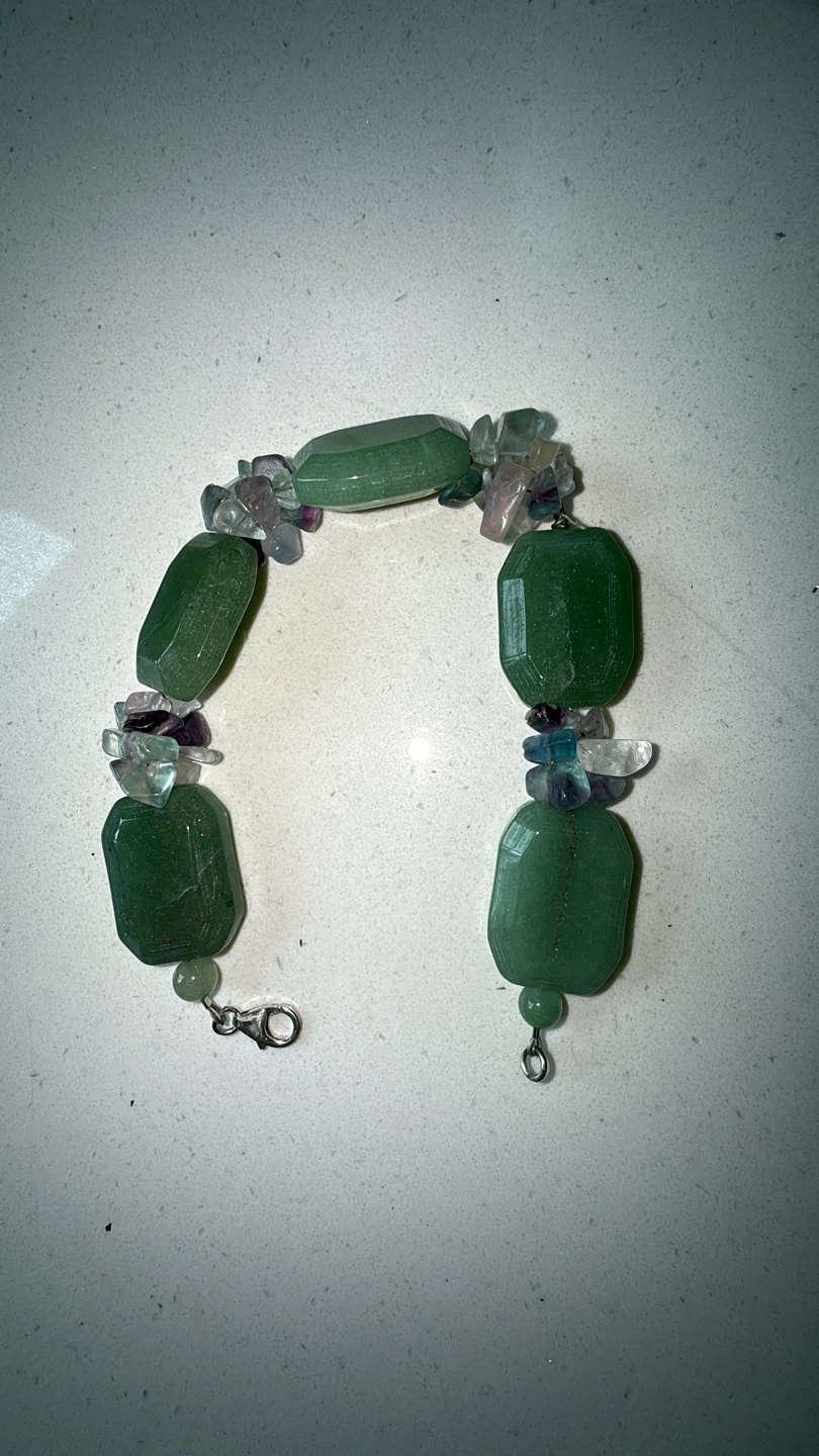 Genuine Jades & Amethyst clusters bracelet
