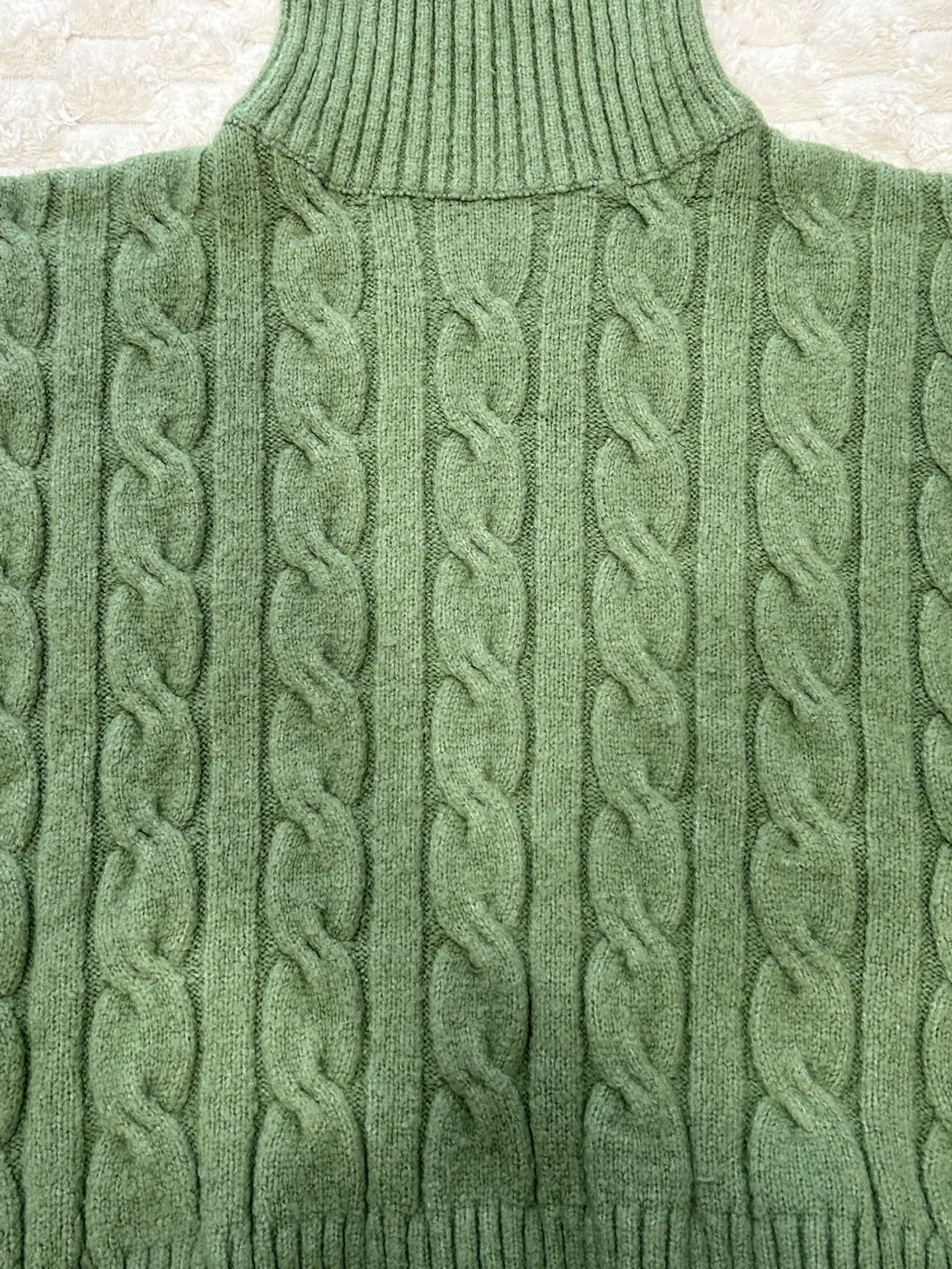 Green Cable Knit Turtleneck Sweater - photo 4