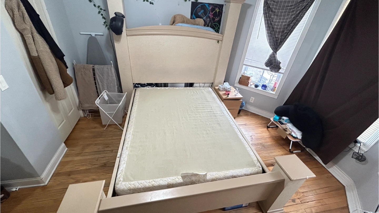 Beige Queen Size Bed Frame with Headboard - photo 2
