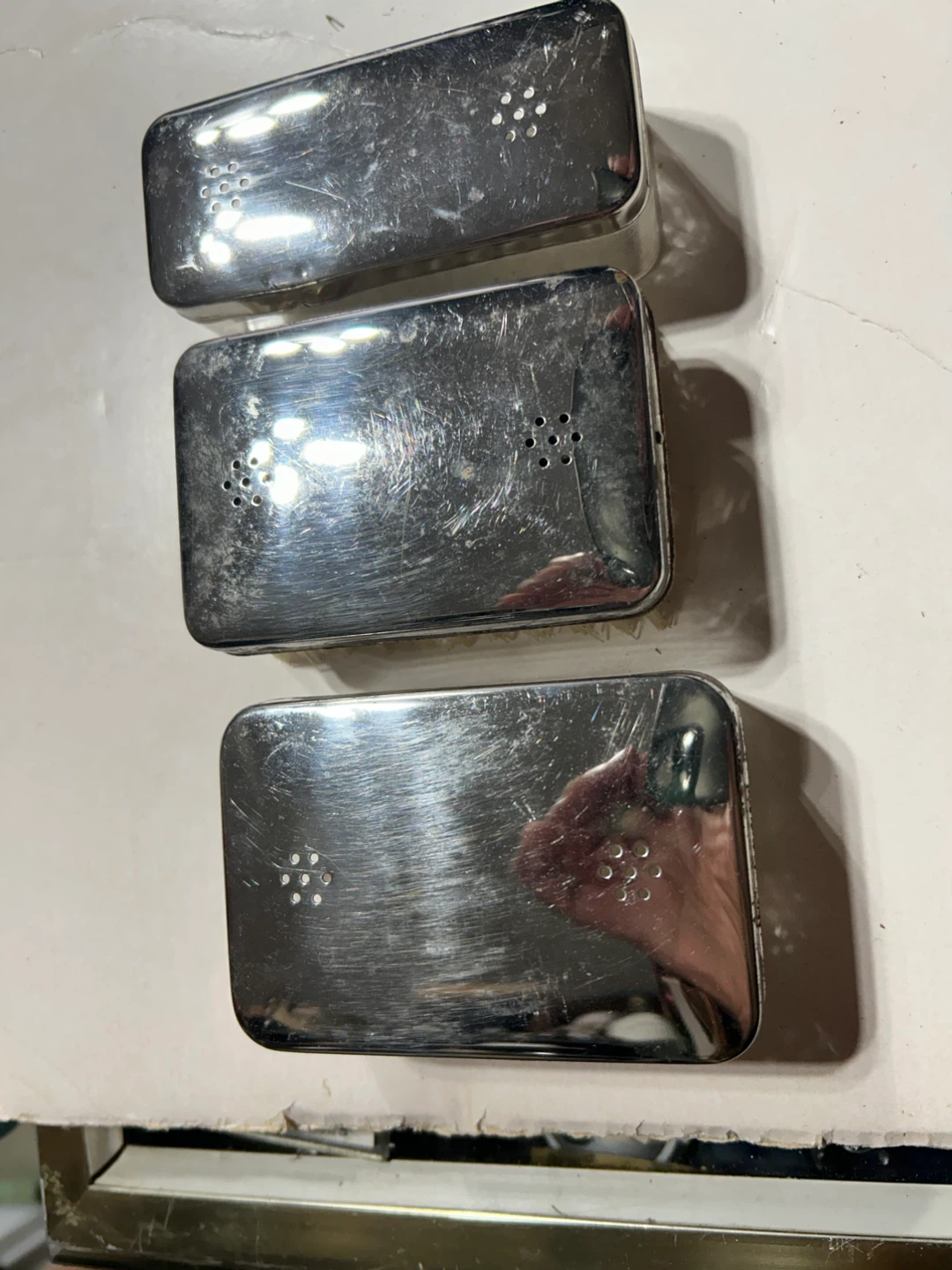 Set of 3 Vintage Silver Toned Metal Soap Dishes