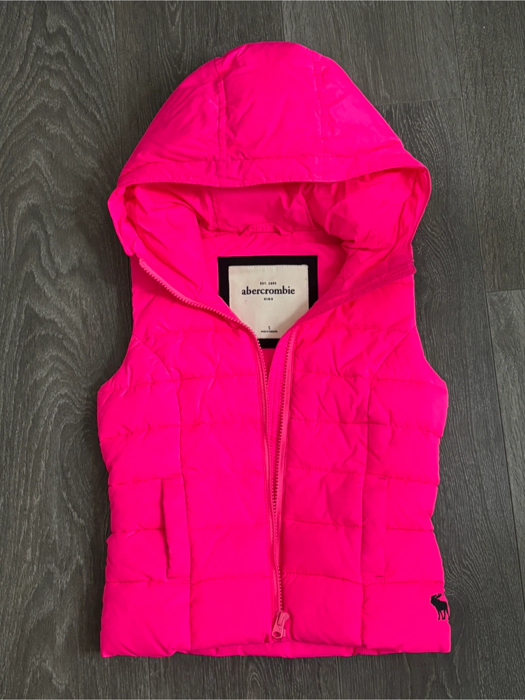 abercrombie kids pink puffer vest jacket