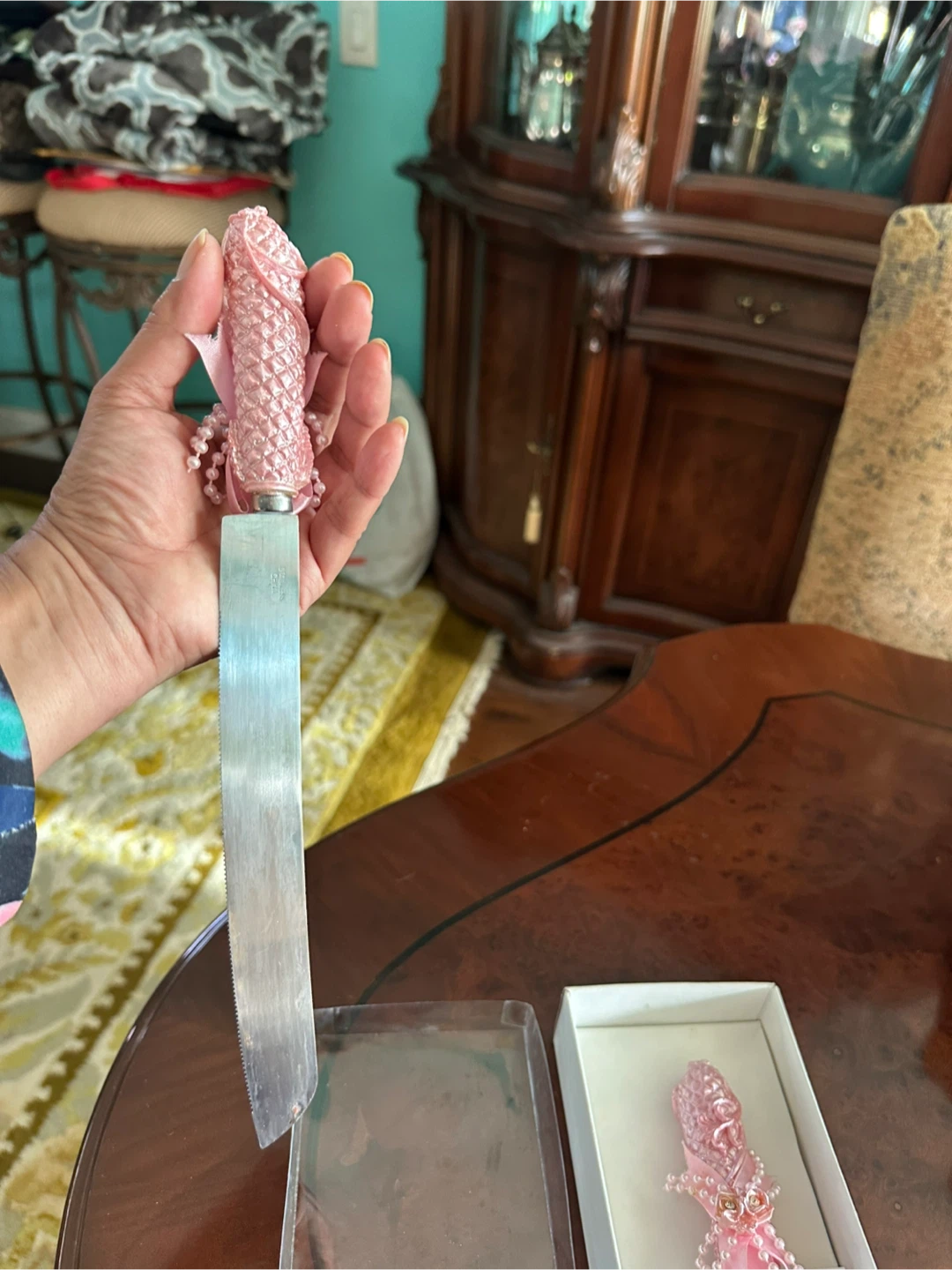 Elegant Pink Butterfly Cake Knife and Server Set - photo 5