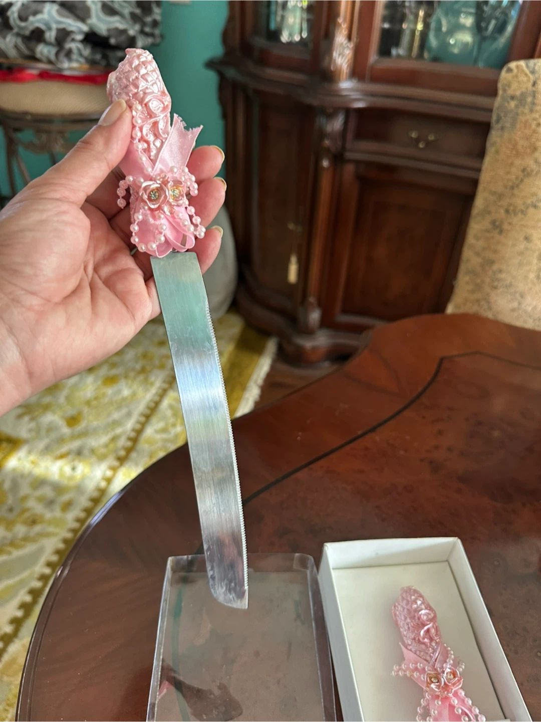 Elegant Pink Butterfly Cake Knife and Server Set - photo 2