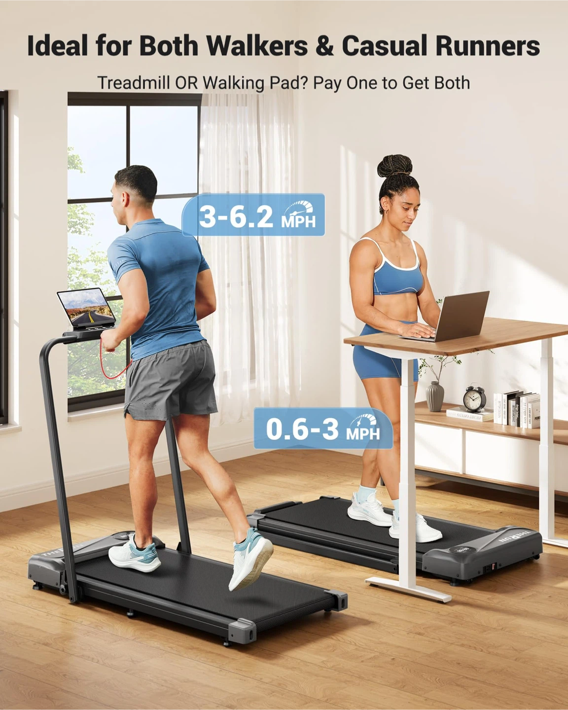 Walking Pad, 2 in 1 Foldable Under Desk Treadmills - photo 3