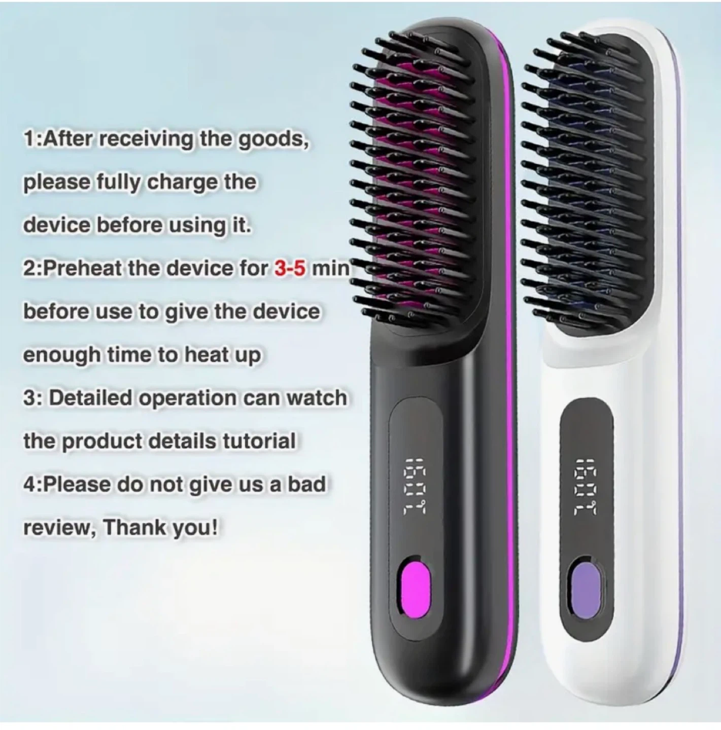 USB Rechargeable Hair Straightener Comb - photo 4