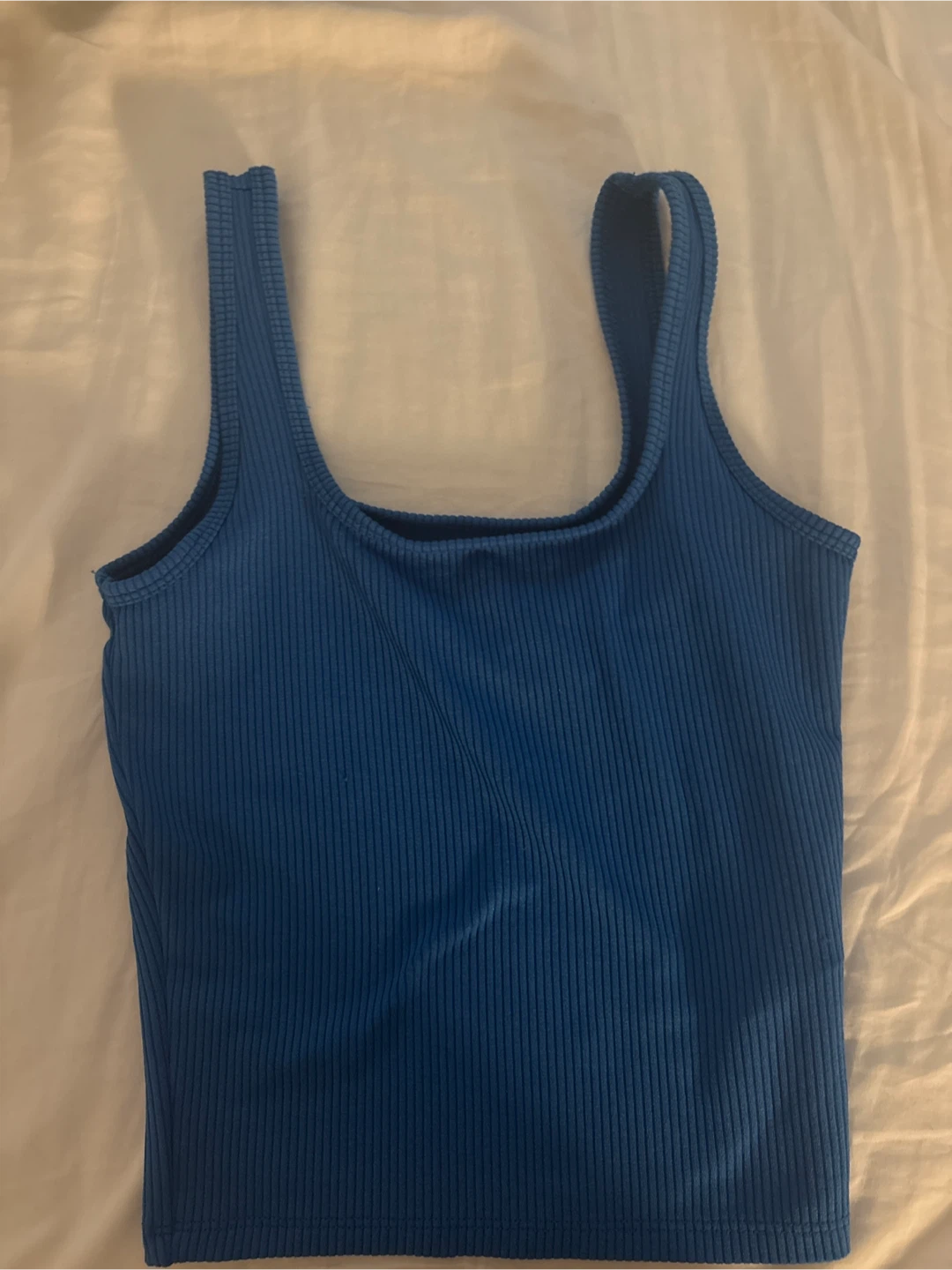 Blue ribbed tank top