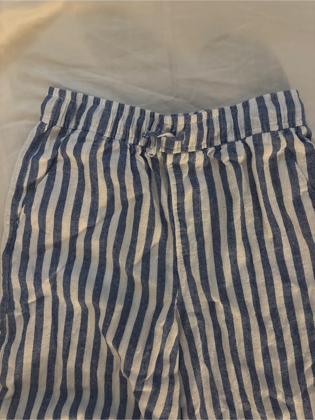 Blue and White Striped Linen Blend Pants - photo 2