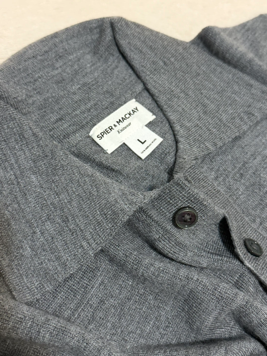 Spier & Mackay Grey 100% Merino Wool Button Collar Sweater - photo 3