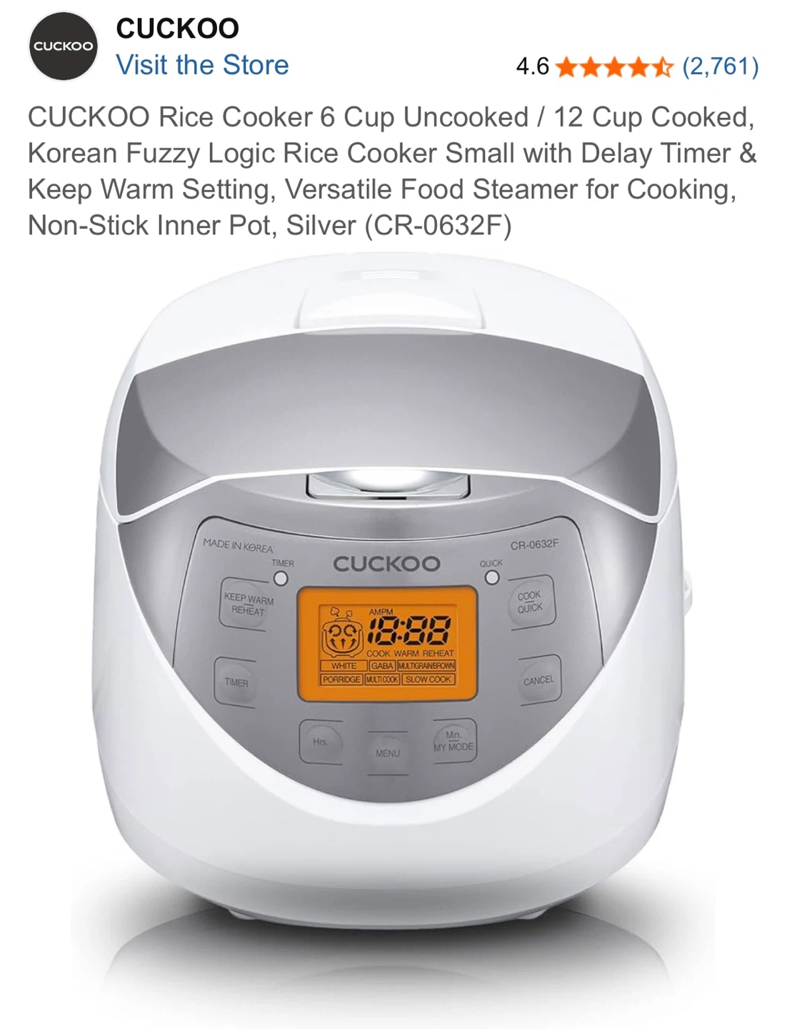 Cuckoo Rice Cooker - Silver