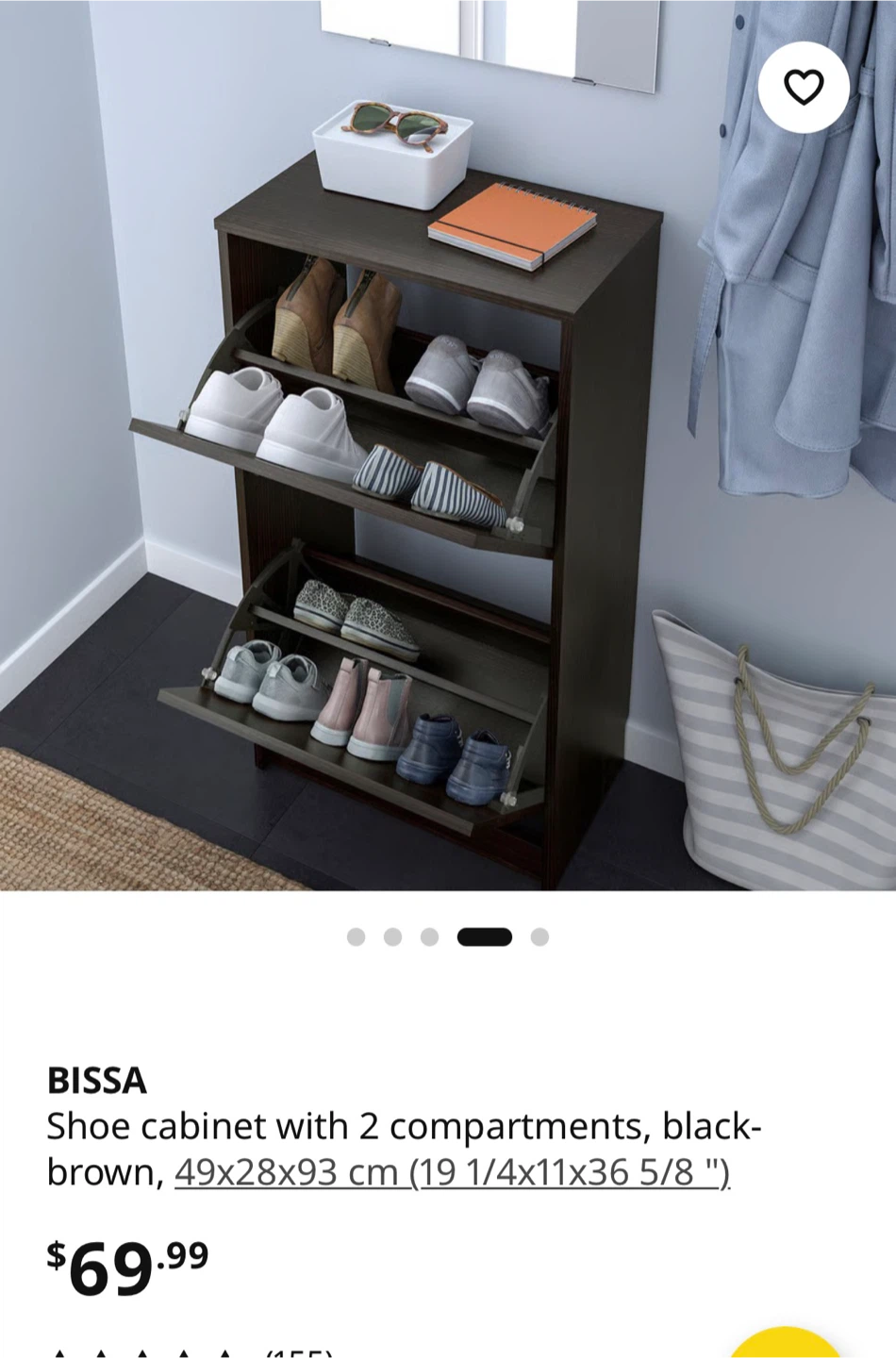 IKEA BISSA Shoe Cabinet - Black-Brown - photo 5