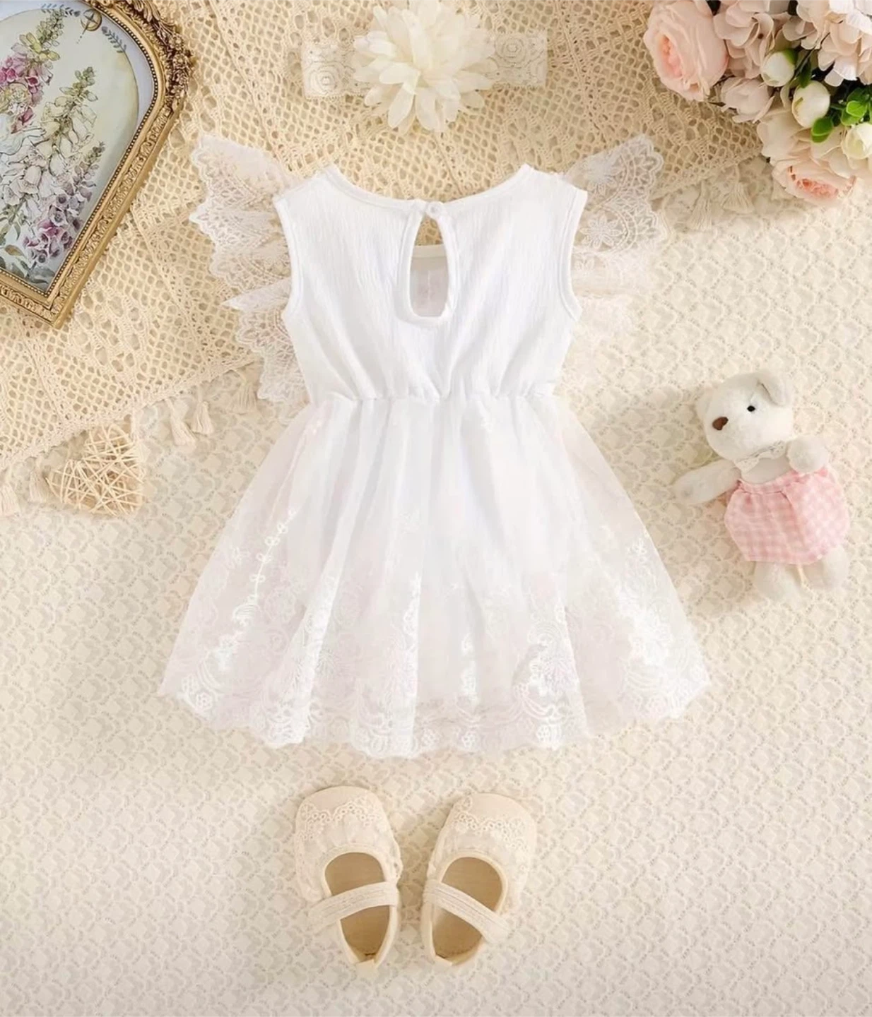 White Lace Trim Baby Dress - photo 2
