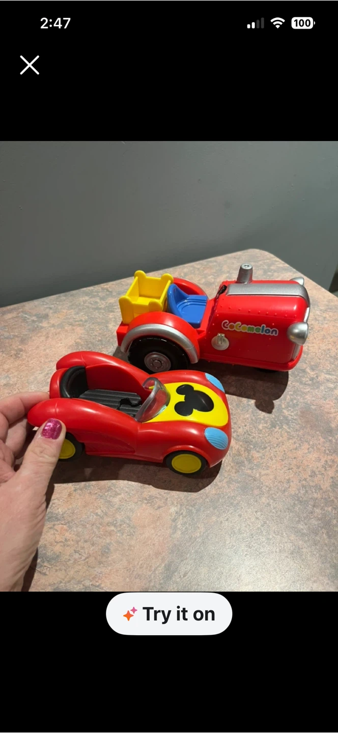 CoComelon Red Race Car and Tractor Toy Set