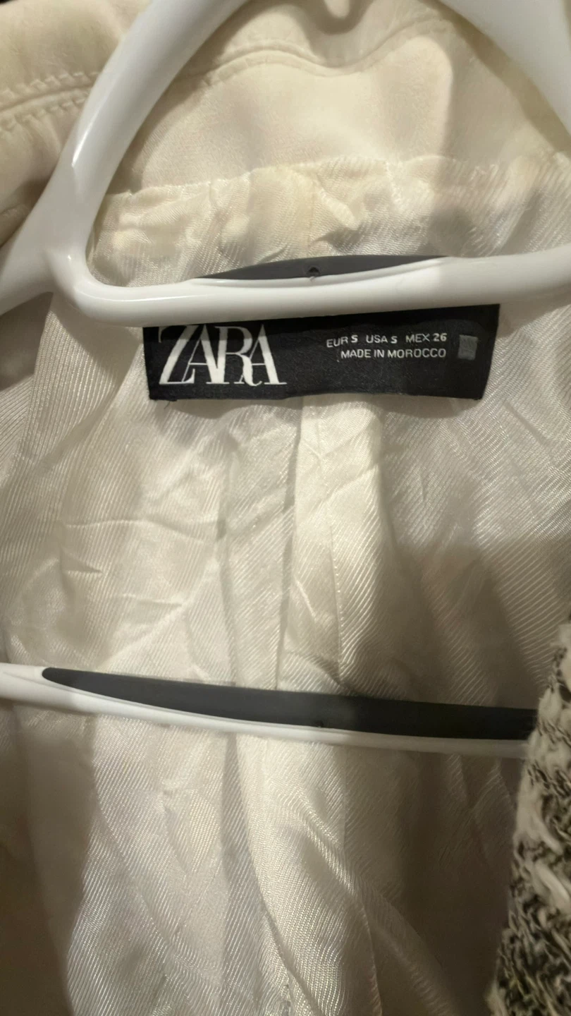 ZARA Houndstooth Tweed Cropped Blazer - Size S - photo 4