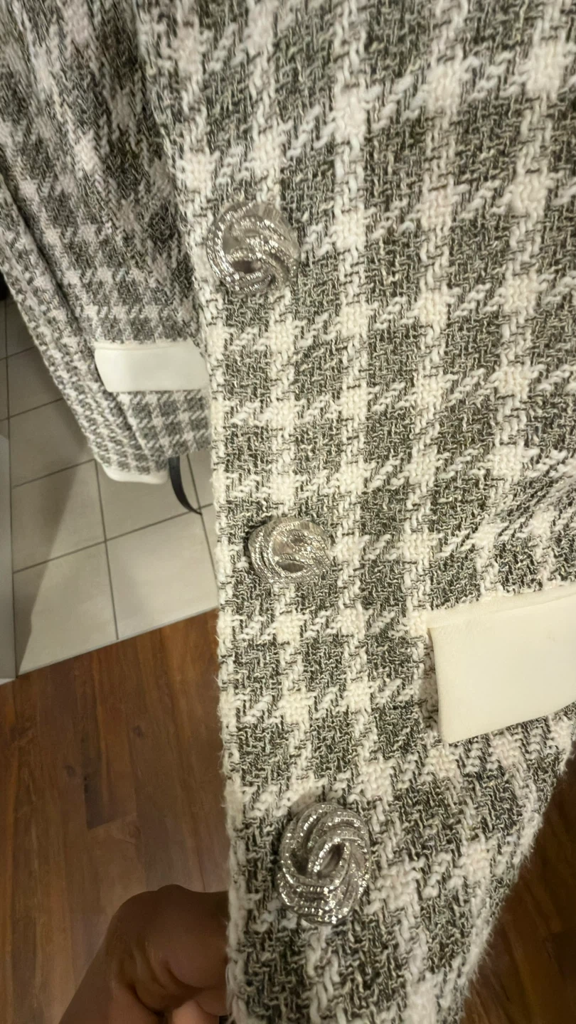 ZARA Houndstooth Tweed Cropped Blazer - Size S - photo 3