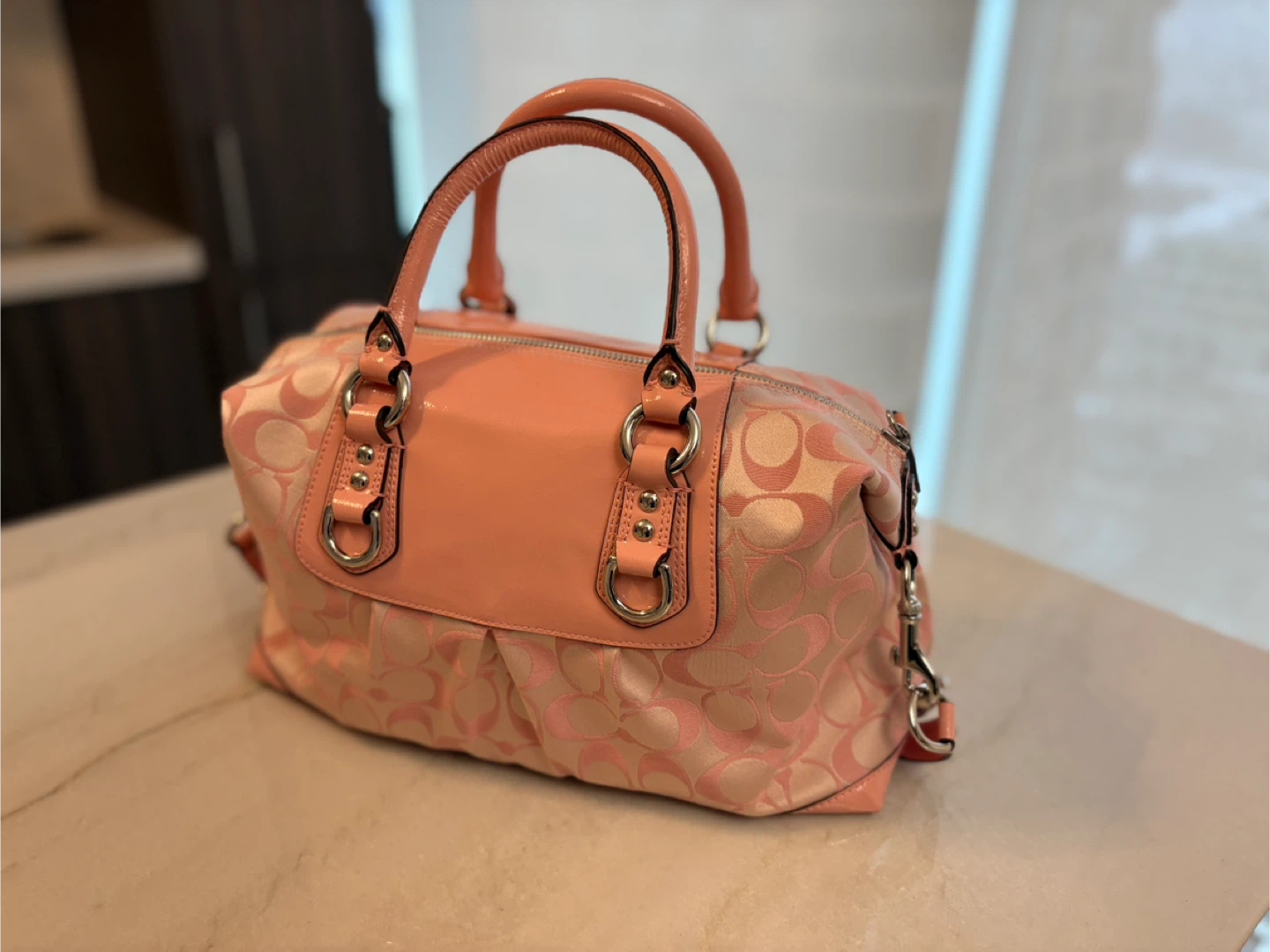 Coach Ashley Peony Pink Signature Carryall Handbag - photo 2