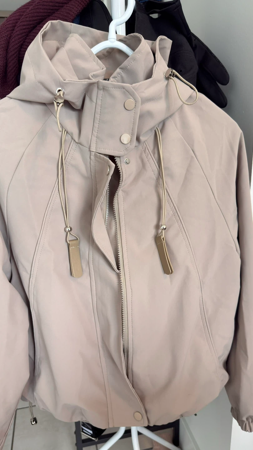 Women's Beige Hooded Jacket