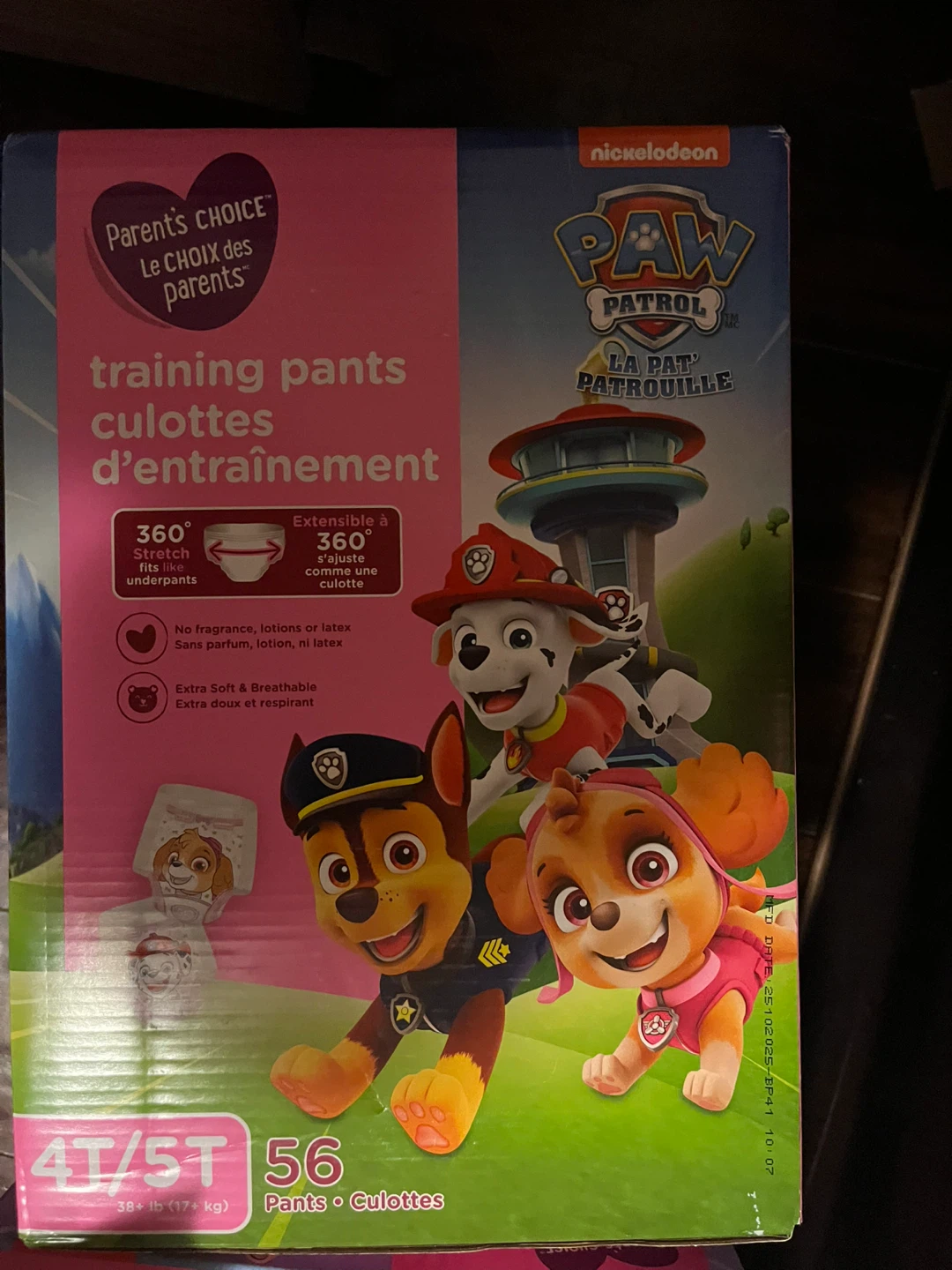 Parent's Choice Paw Patrol Training Pants Size 4T/5T - 56 Count
