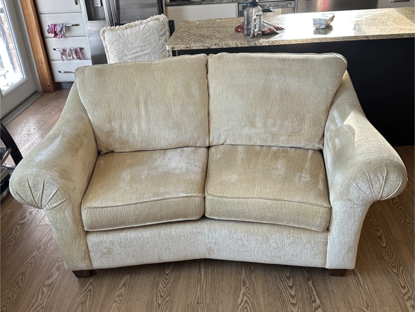 Classic Cozy Beige Love seat Sofa (CAN DELIVER)