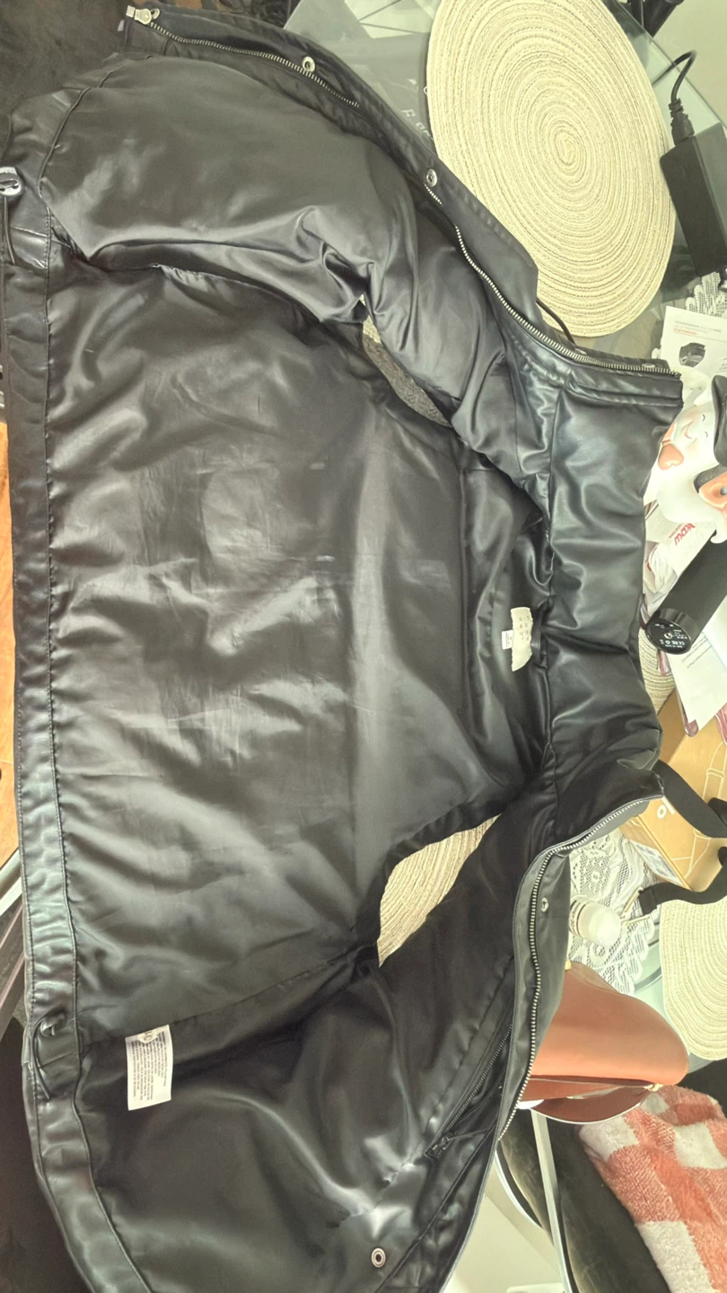 Black Faux Leather Puffer Vest - photo 2