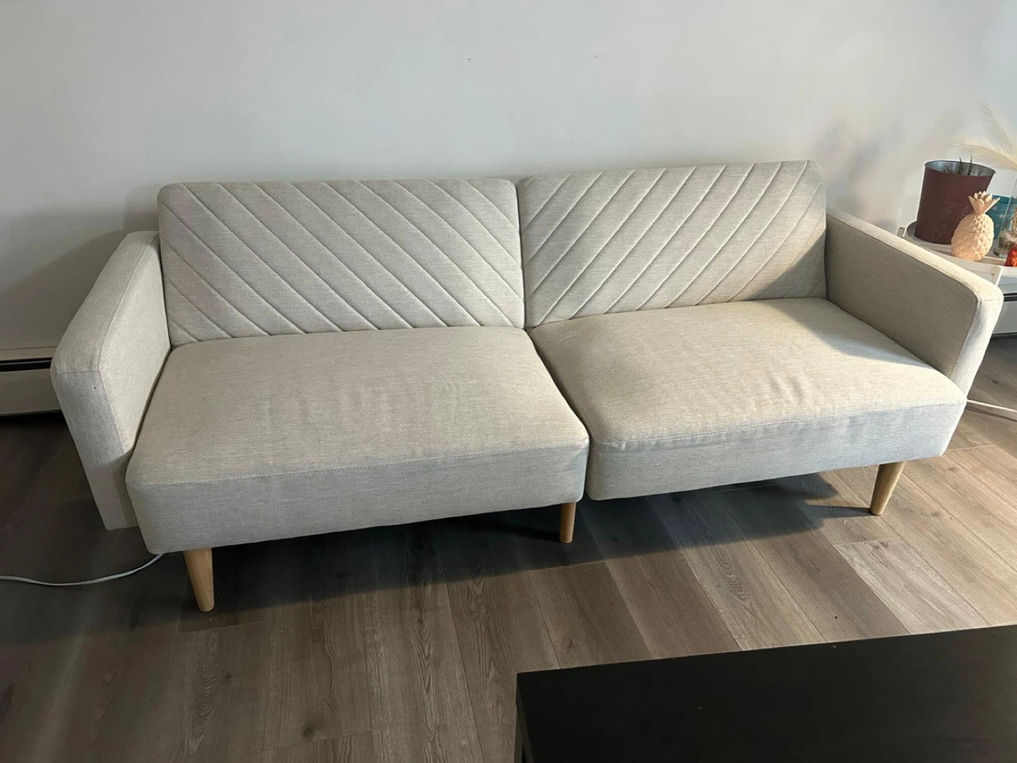 Convertible Sofa Bed - Beige Fabric