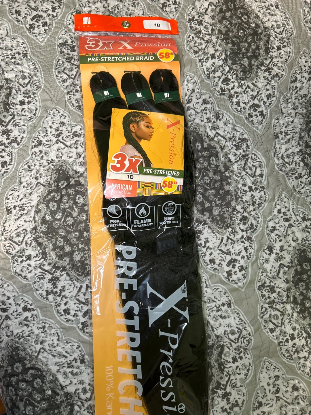 Sensationnel X-pression 3X Pre-Stretched Braid 58" Hair 1B - photo 2