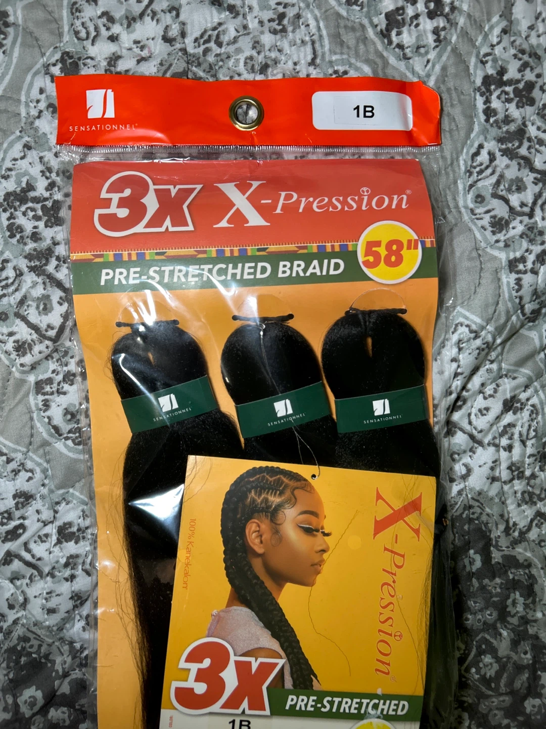 Sensationnel X-pression 3X Pre-Stretched Braid 58" Hair 1B