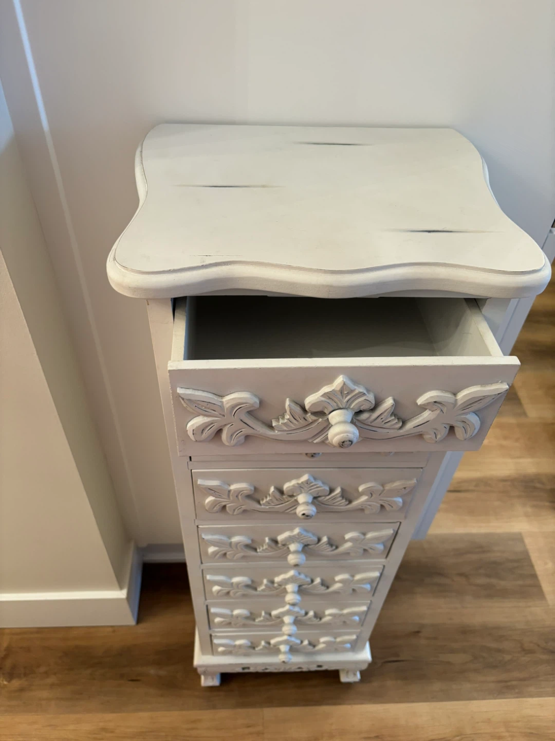 Antique distressed white armoire dresser chest - photo 5