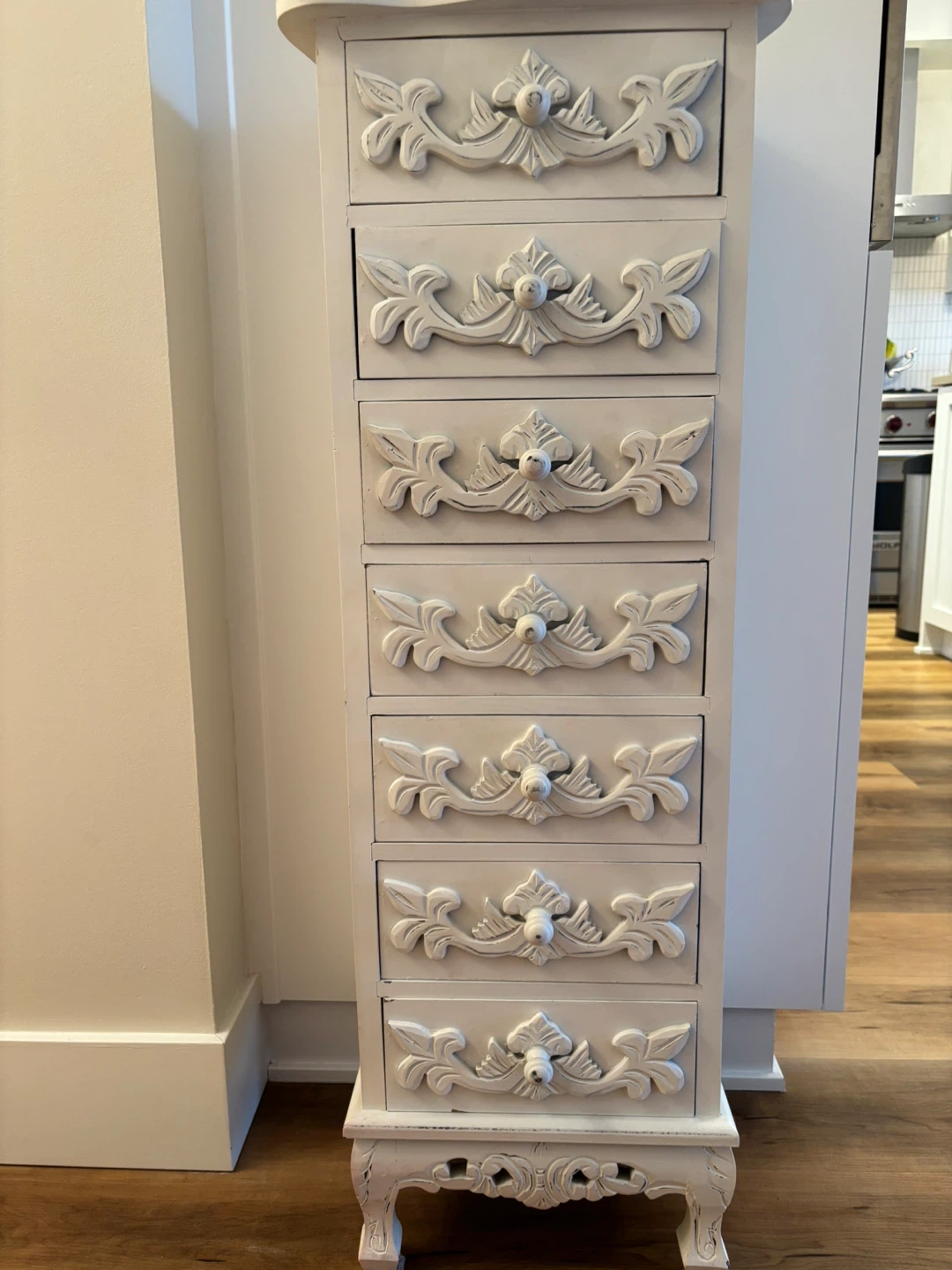 Antique distressed white armoire dresser chest - photo 3