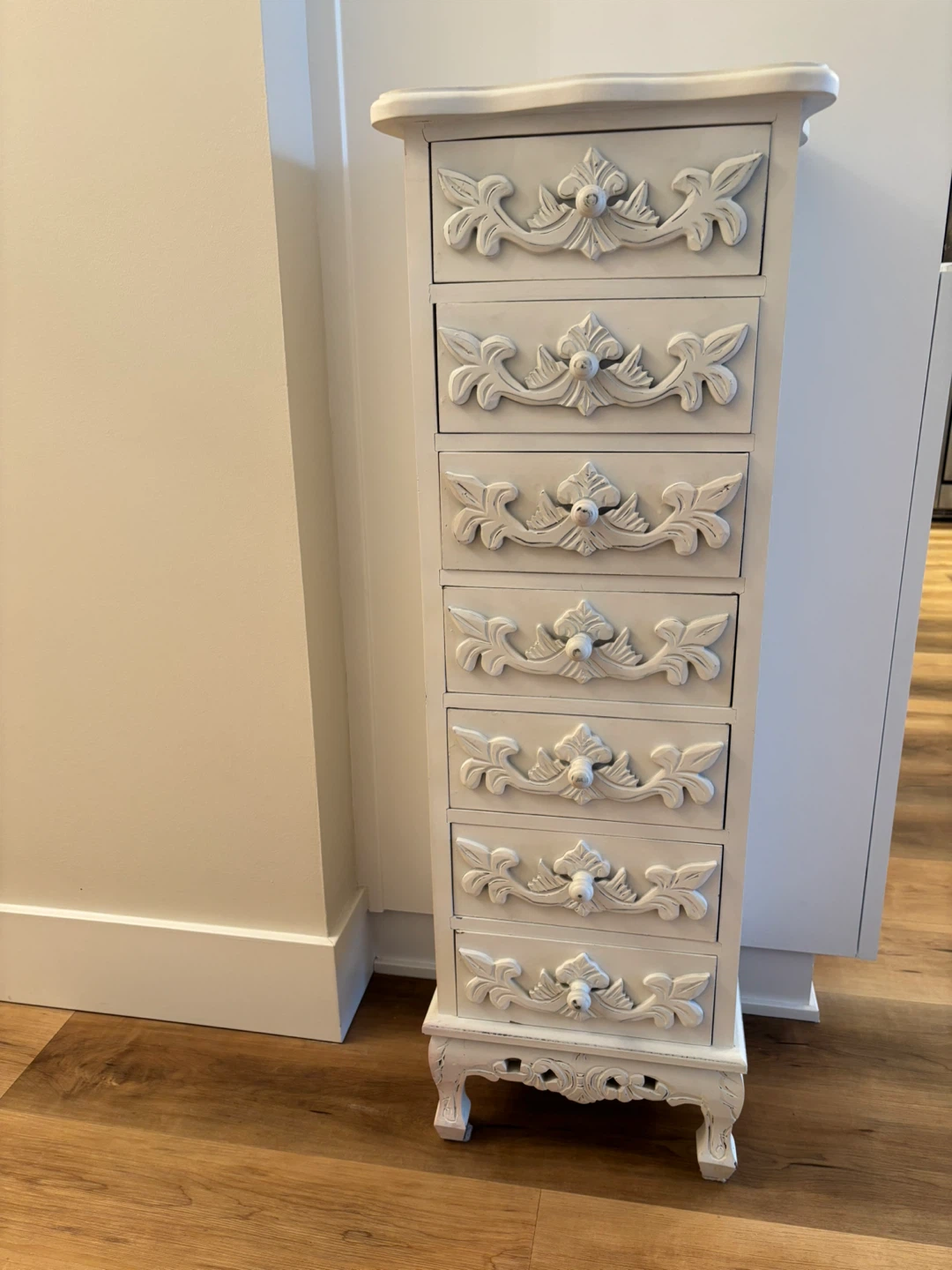 Antique distressed white armoire dresser chest - photo 2
