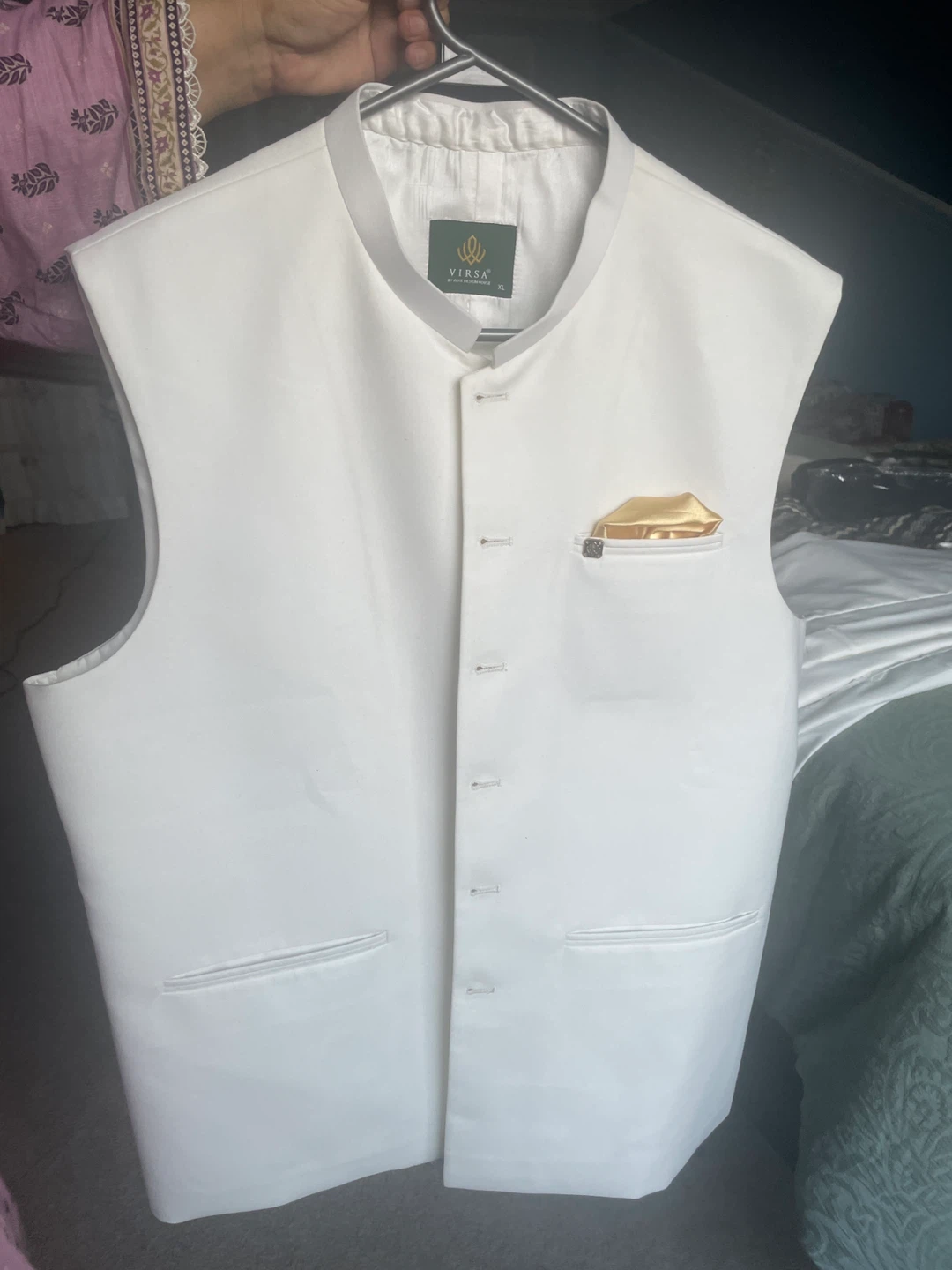 Versa White Kurta Shalwar Set with Vest - XL