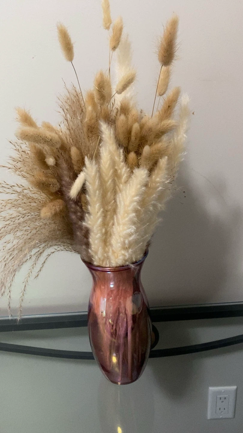 Iridescent Glass Vase with Dried Flowers