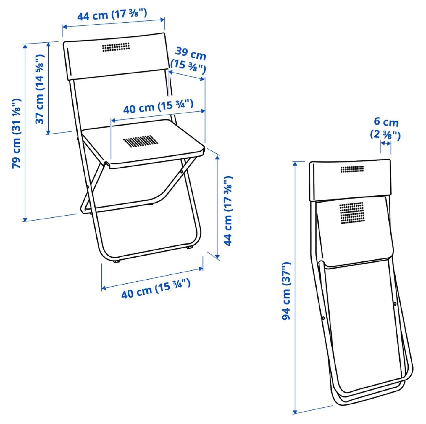 2 IKEA Folding Chairs - White - Space Saving - photo 4