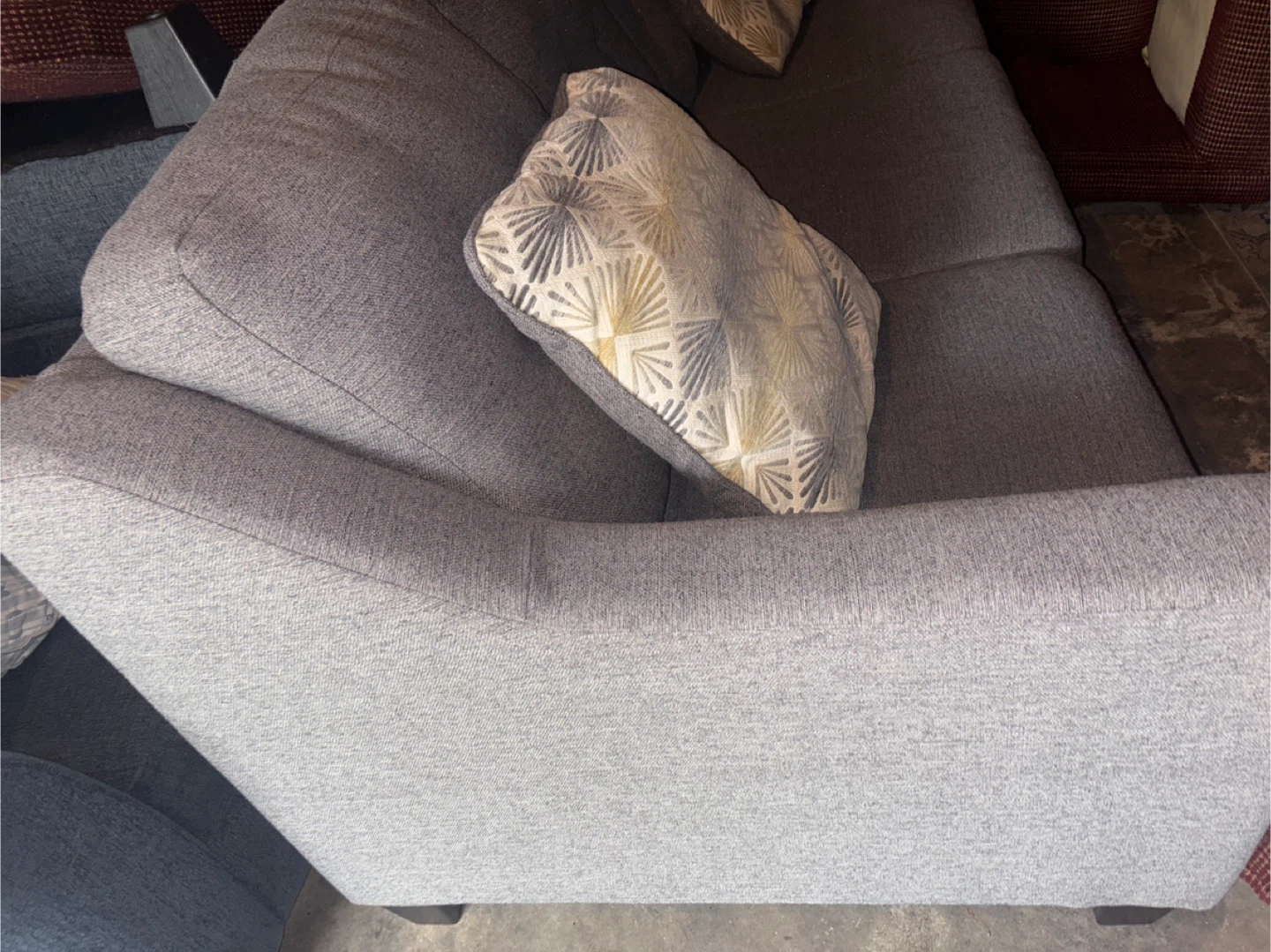 Couch $40 firm garage sale today 5/10/26 . 3324 n kostner