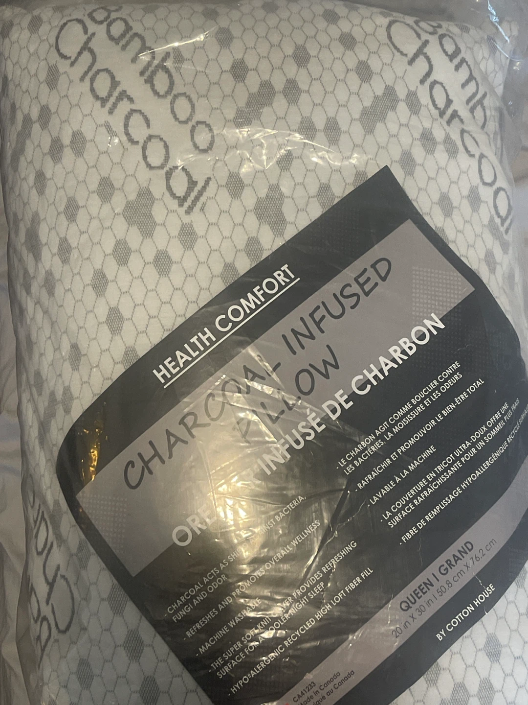 Health Comfort Charcoal Infused Queen Pillow