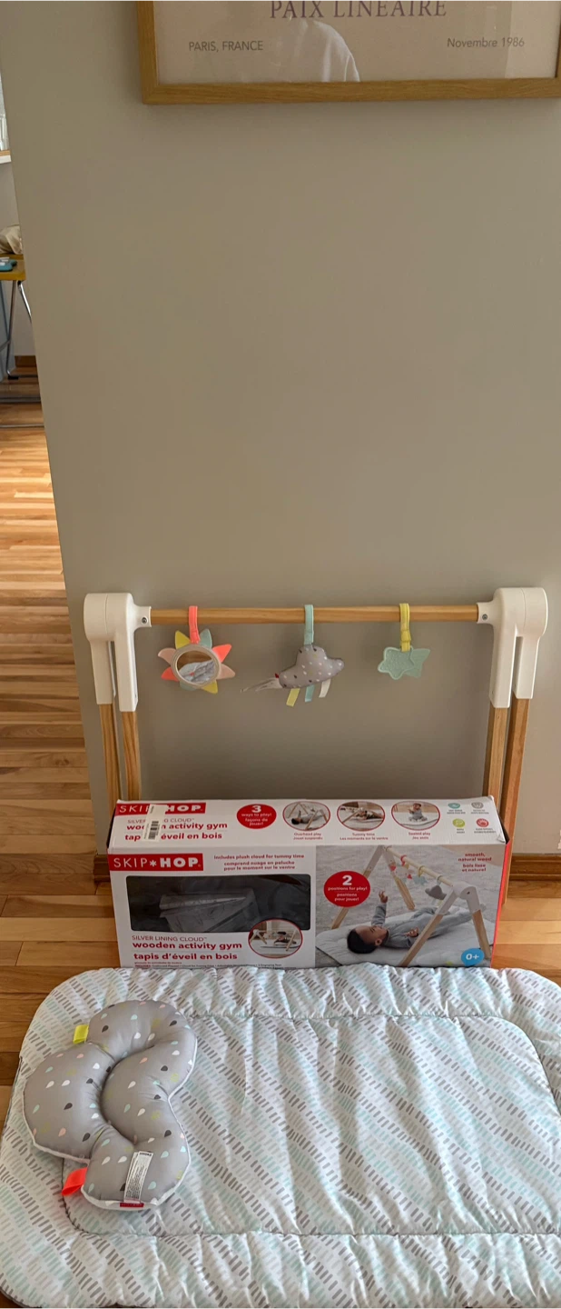 Skip hop silver lining cloud wooden activity gym Tummy Time - photo 2