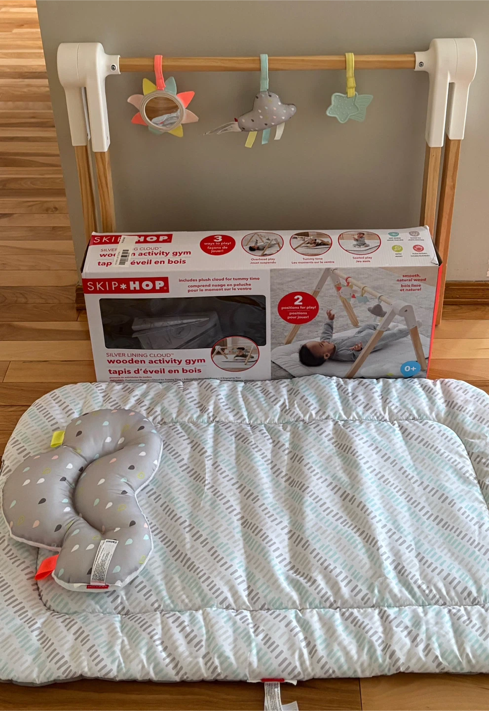Skip hop silver lining cloud wooden activity gym Tummy Time
