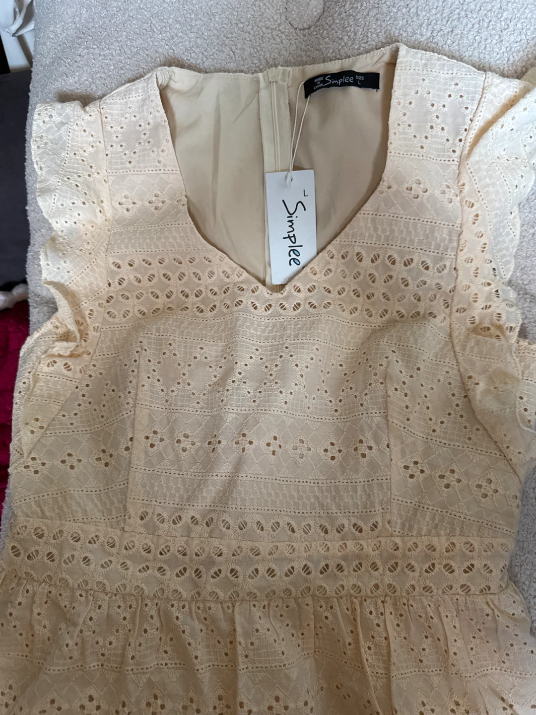 Embroidered Eyelet lined Cotton Dress,size med - photo 5