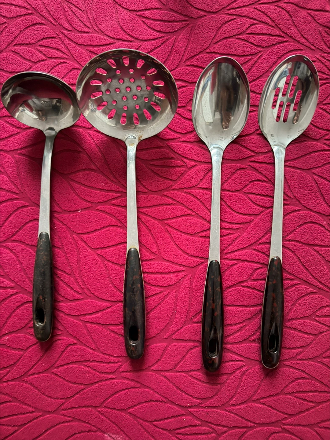 4 Piece Stainless Steel Kitchen Utensil Set with Black Handles