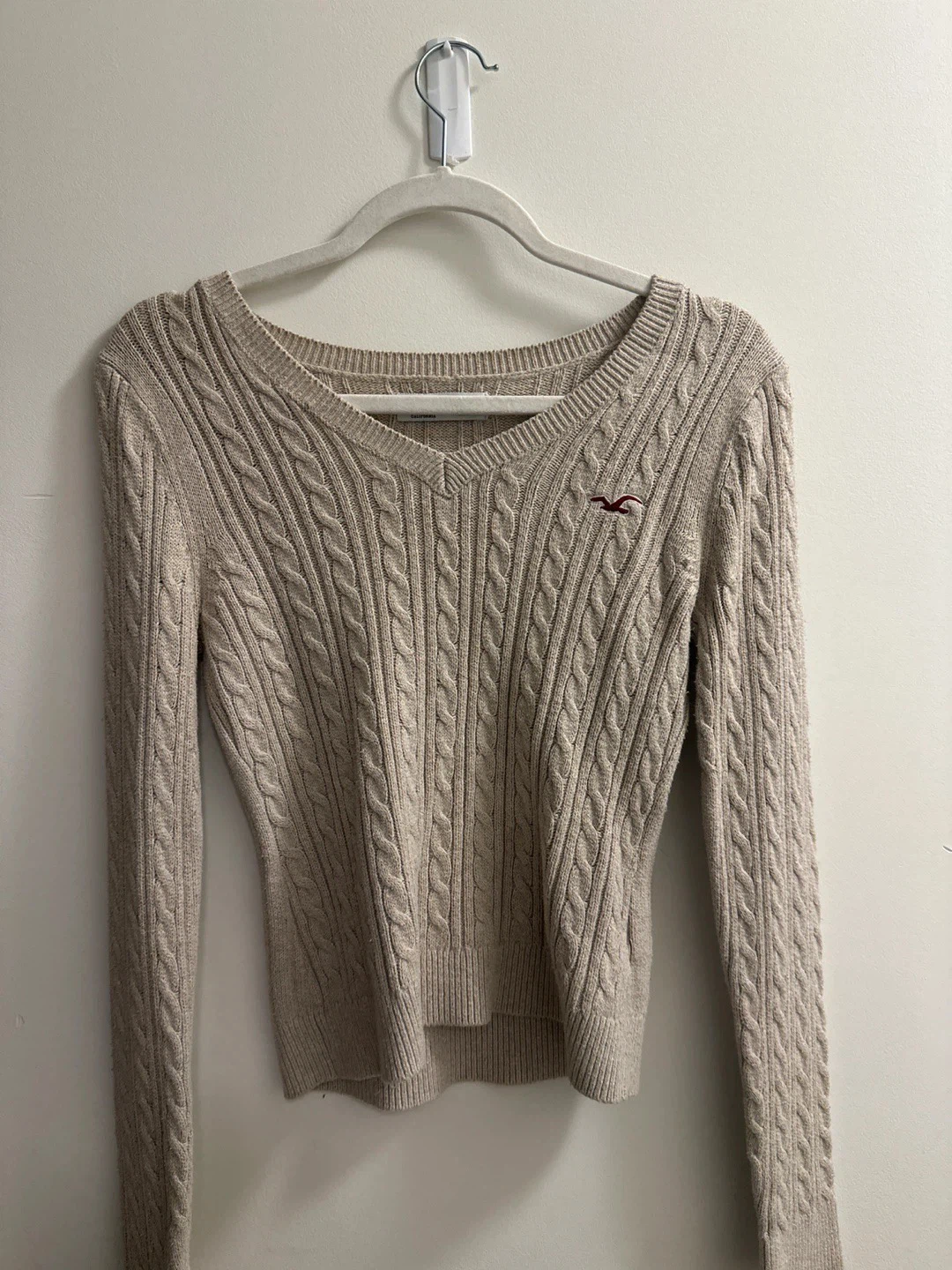 Hollister Cable Knit V-Neck Sweater