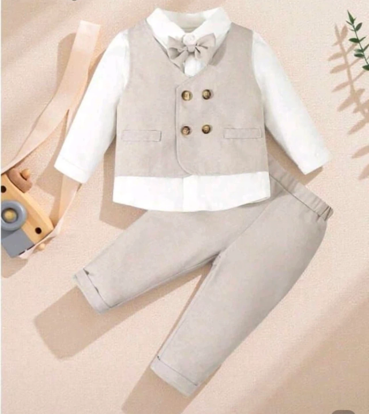 Kids 4-Piece Formal Suit Set - White Shirt, Vest, Bowtie & Pants