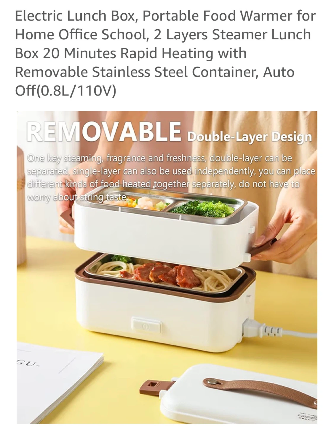300W 2-Layer Electric Lunch Box - photo 2