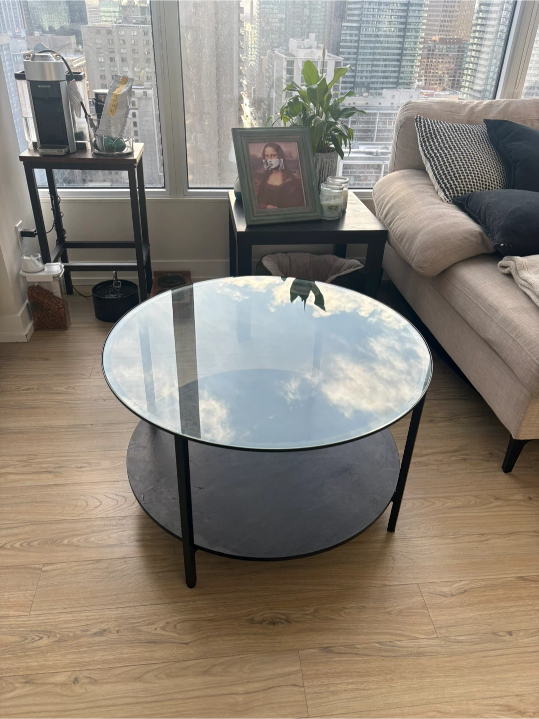 Round Glass Top Coffee Table 75 cm