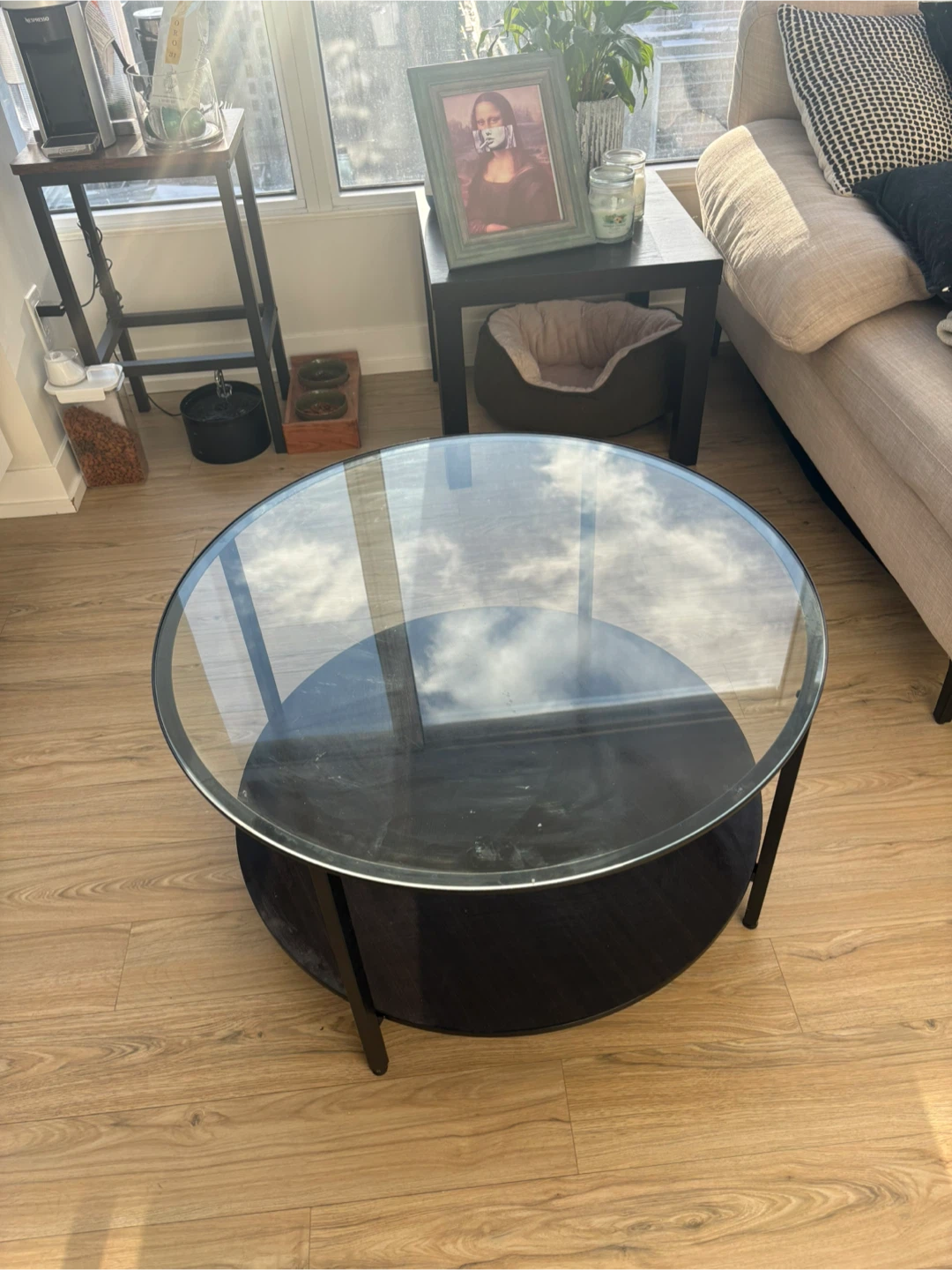 Round Glass Top Coffee Table 75 cm - photo 2