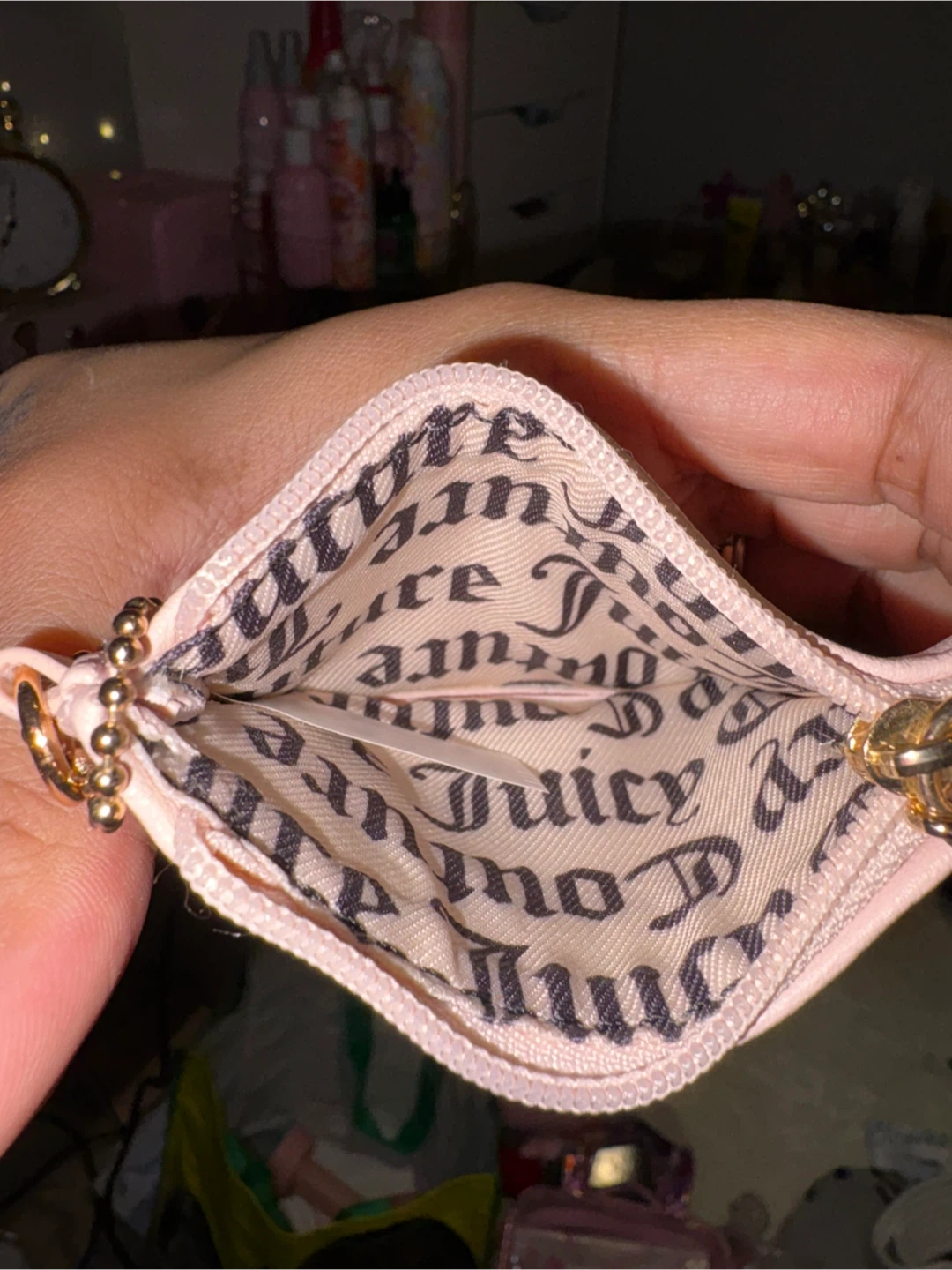 Juicy Couture baby Pink Card Holder with Gold  Zipper Pouch - photo 2