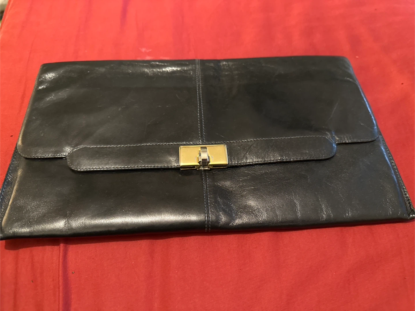 Black Leather evening clutch purse