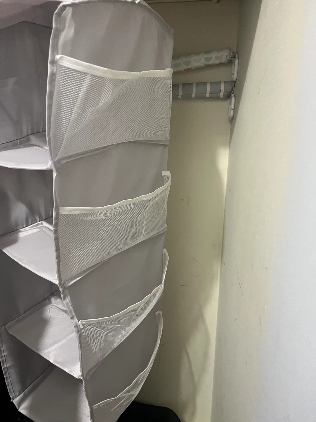 Grey Hanging Closet Organizer with 4 Shelves and 4 Side Pockets - photo 3