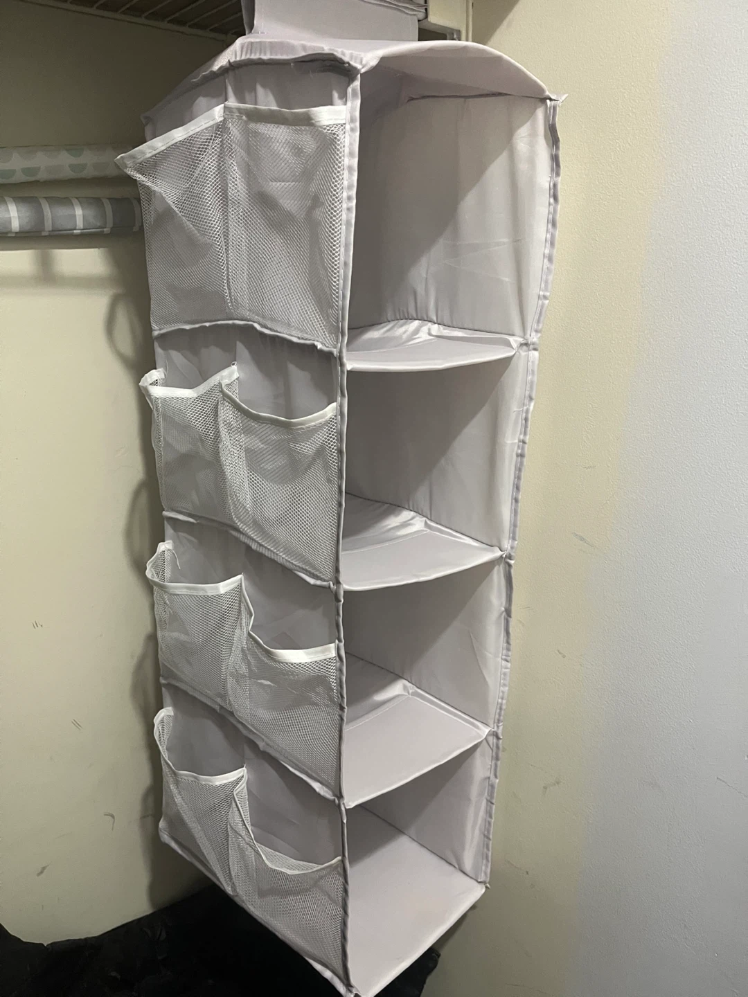 Grey Hanging Closet Organizer with 4 Shelves and 4 Side Pockets - photo 2