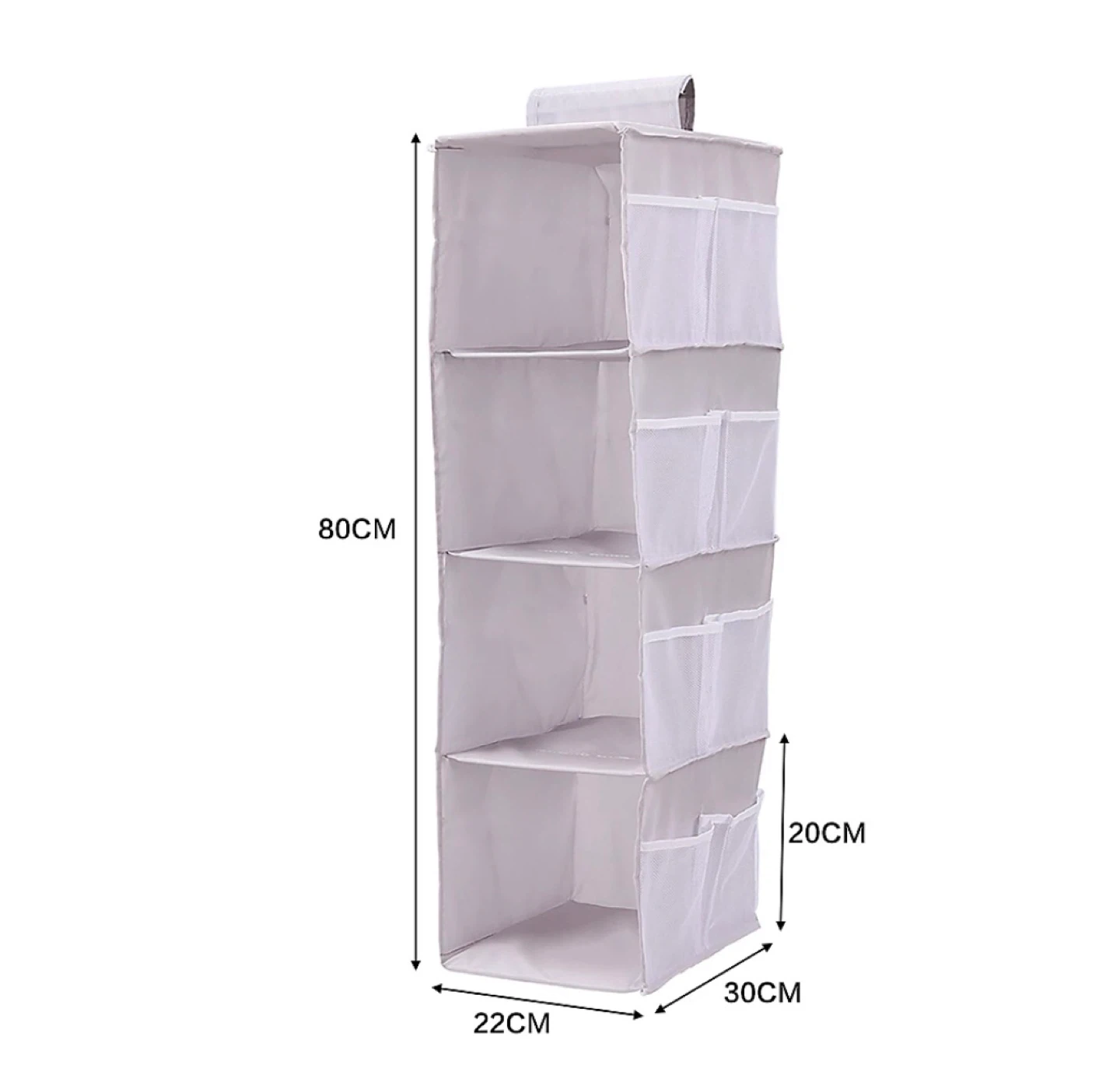 Grey Hanging Closet Organizer with 4 Shelves and 4 Side Pockets - photo 4